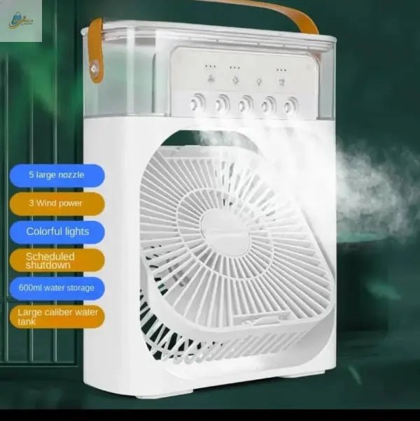 Portable USB Air Conditioner Fan with LED Light, Mist & Humidifier – Random Color - MART MELLA