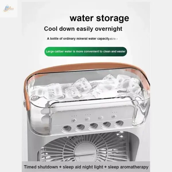 Portable USB Air Conditioner Fan with LED Light, Mist & Humidifier – Random Color - MART MELLA