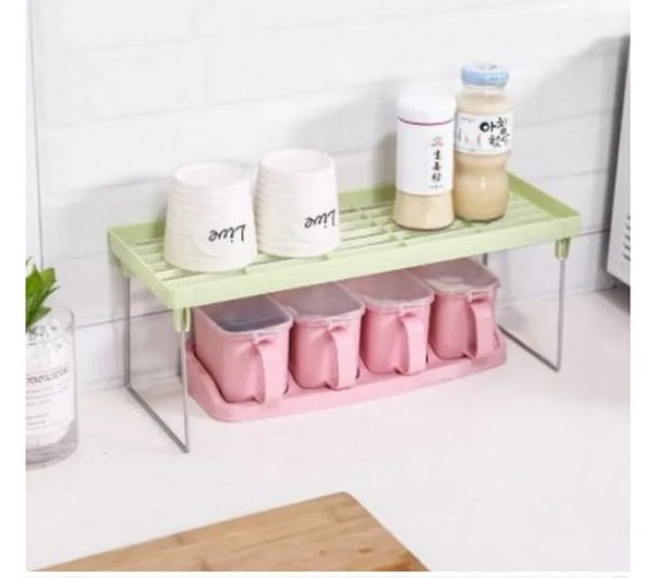 Foldable Kitchen Shelf Organizer – Spice Jar & Cupboard Storage Stand